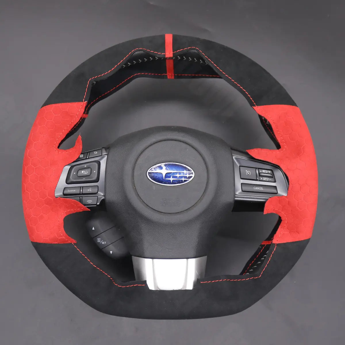 Griffowl Steering Wheel Cover for Customized Sedan Subaru WRX STI 2015-2021. Perfect grip with our steering wheel wrap and custom interior touch.

