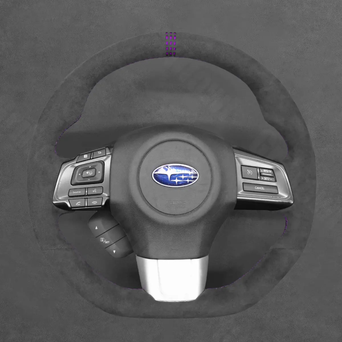 Griffowl Steering Wheel Cover for Customized Sedan Subaru WRX STI 2015-2021. Perfect grip with our steering wheel wrap and custom interior touch.
