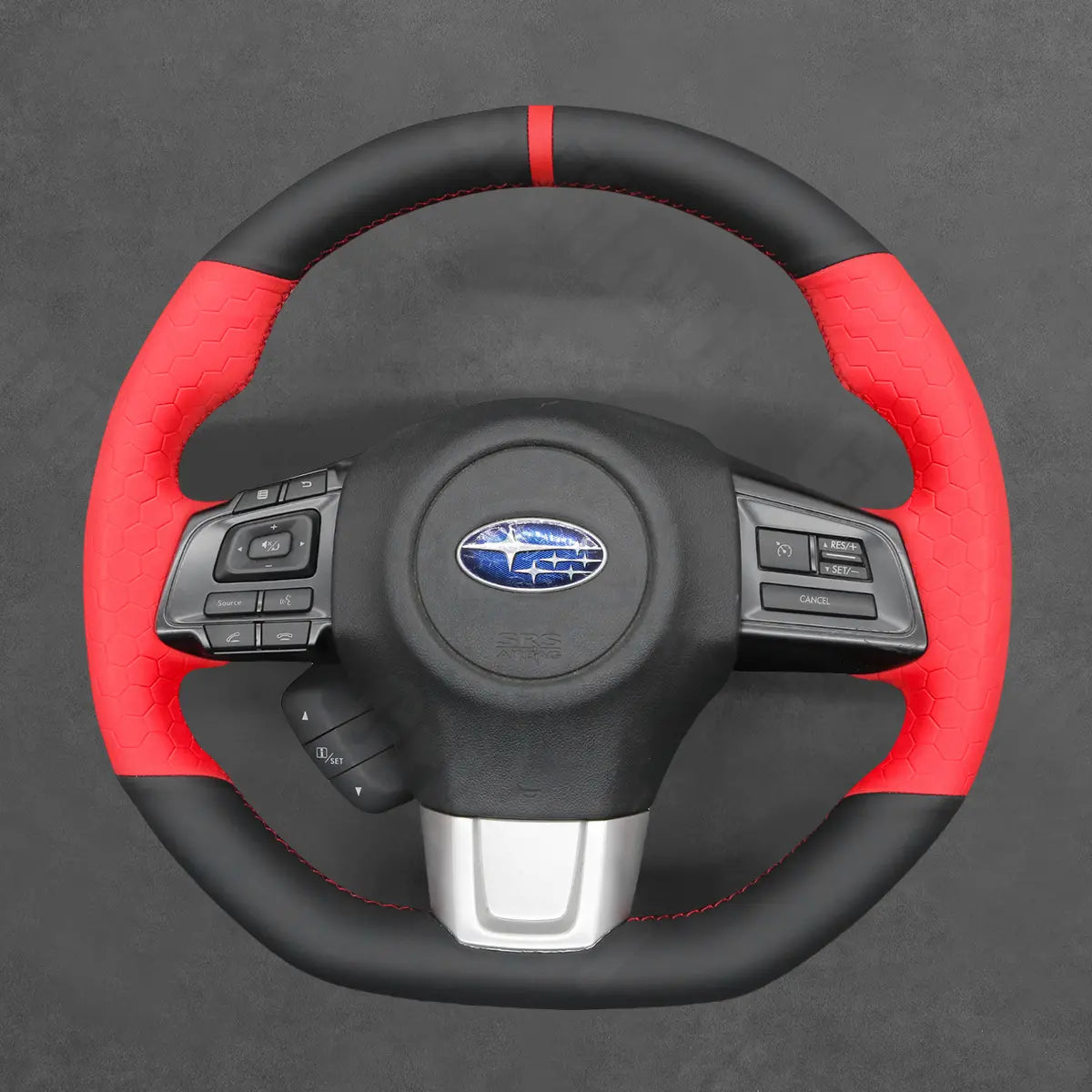 Griffowl Steering Wheel Cover for Customized Sedan Subaru WRX STI 2015-2021. Perfect grip with our steering wheel wrap and custom interior touch.
