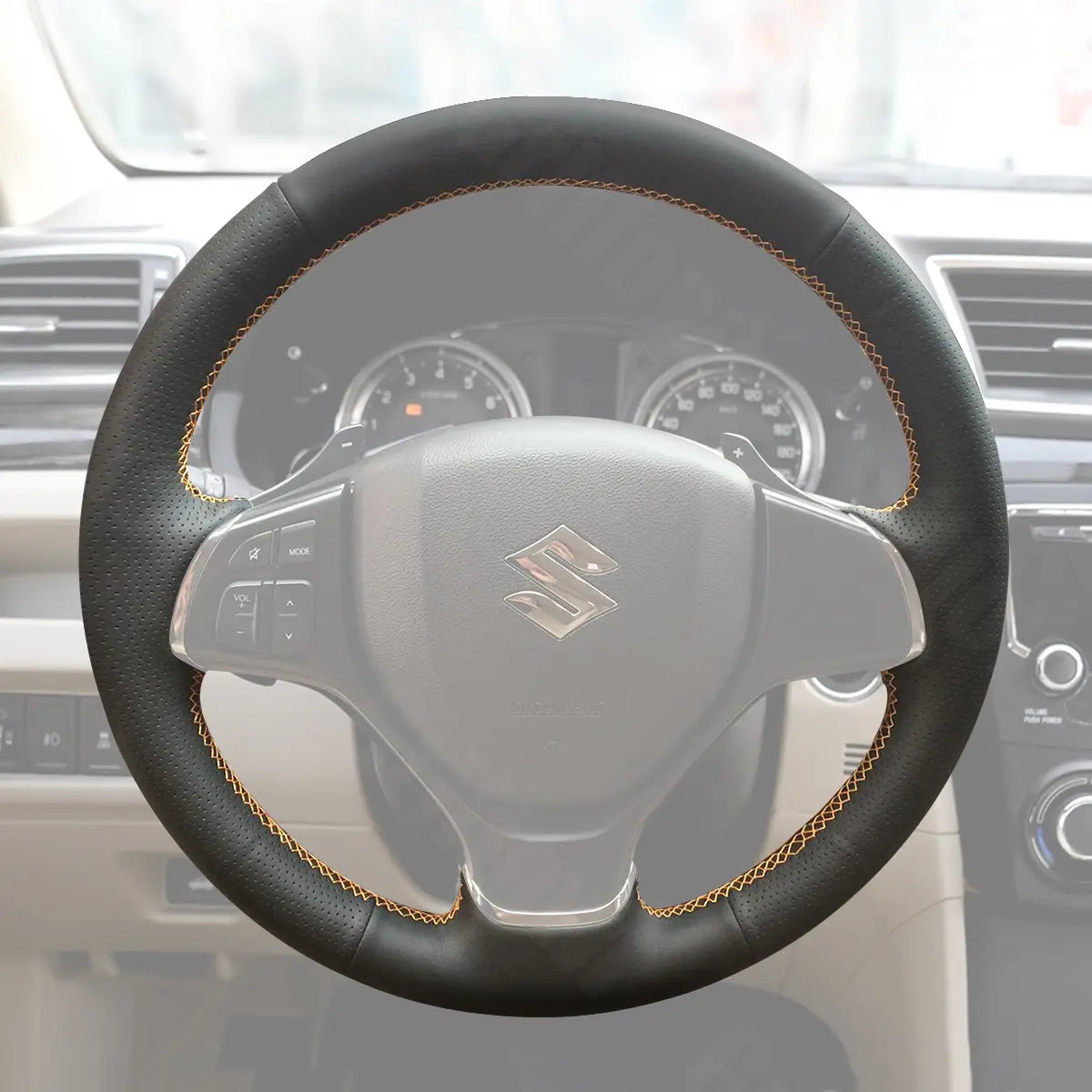 Griffowl Steering Wheel Cover for Customized Sedan Suzuki Alivio 2015-2019. Perfect grip with our steering wheel wrap and custom interior touch.