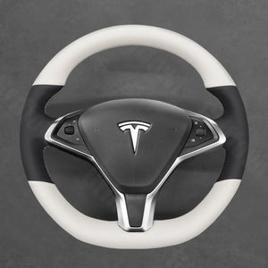 Griffowl Steering Wheel Cover for Customized Sedan Tesla Model S 2013-2017. Perfect grip with our steering wheel wrap and custom interior touch.
