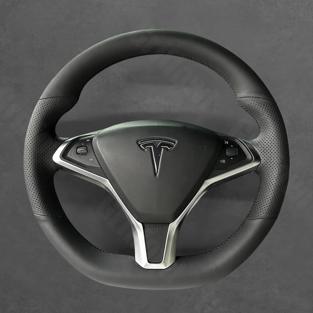 Griffowl Steering Wheel Cover for Customized Sedan Tesla Model S 2013-2017. Perfect grip with our steering wheel wrap and custom interior touch.
