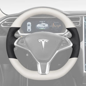 Griffowl Steering Wheel Cover for Customized Sedan Tesla Model S 2013-2017. Perfect grip with our steering wheel wrap and custom interior touch.
