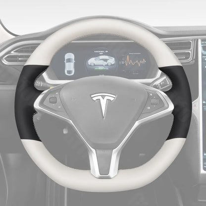 Griffowl Steering Wheel Cover for Customized Sedan Tesla Model S 2013-2017. Perfect grip with our steering wheel wrap and custom interior touch.
