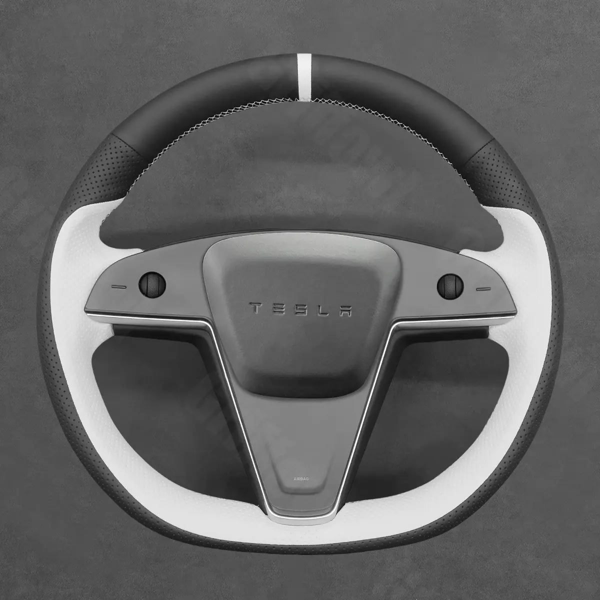 Griffowl Steering Wheel Cover for Customized Sedan Tesla Model S 2021-2025 Round Steering Wheel. Hand-sewn DIY kit blends grip, function, and style inside.
