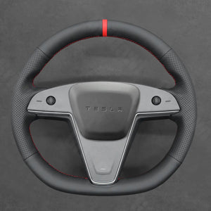 Griffowl Steering Wheel Cover for Customized Sedan Tesla Model S 2021-2025 Round Steering Wheel. Hand-sewn DIY kit blends grip, function, and style inside.
