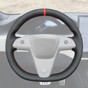 Griffowl Steering Wheel Cover for Customized Sedan Tesla Model S 2021-2025 Round Steering Wheel. Hand-sewn DIY kit blends grip, function, and style inside.
