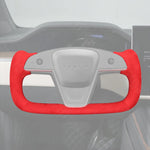 Griffowl Steering Wheel Cover for Customized Sedan Tesla Model S Yoke Plaid 2021-2025. Elevate your interior with Griffowl's wrap and stitch kit.
