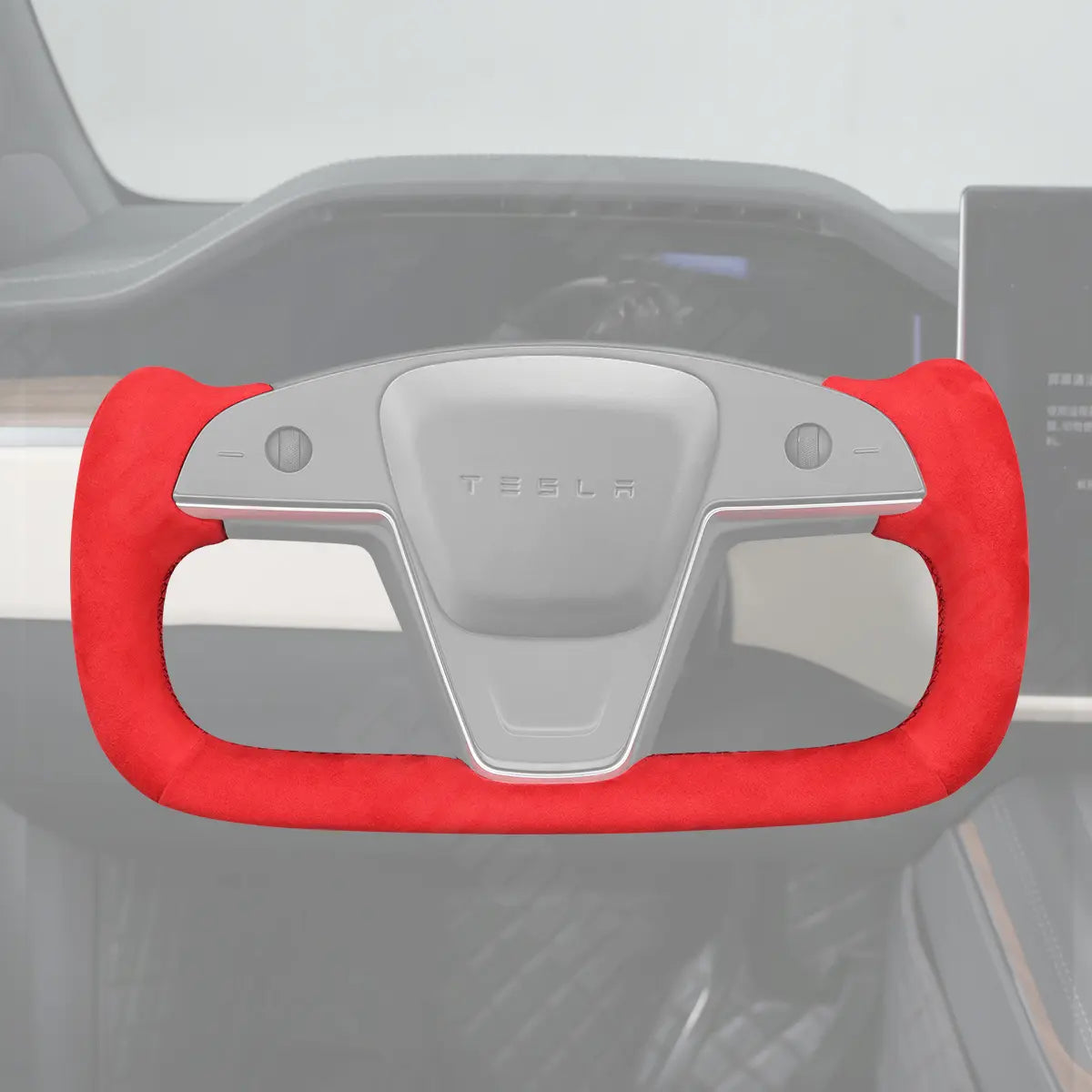 Griffowl Steering Wheel Cover for Customized Sedan Tesla Model S Yoke Plaid 2021-2025. Elevate your interior with Griffowl's wrap and stitch kit.
