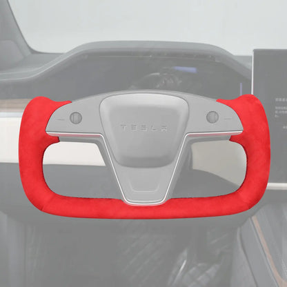 Griffowl Steering Wheel Cover for Customized Sedan Tesla Model S Yoke Plaid 2021-2025. Elevate your interior with Griffowl's wrap and stitch kit.

