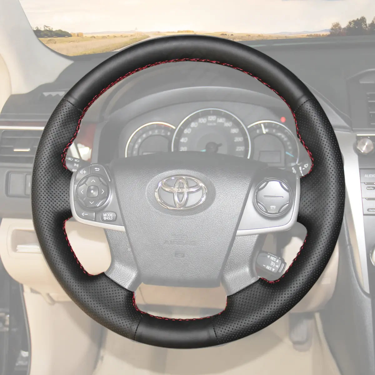 Griffowl Steering Wheel Cover for Customized Sedan Toyota Camry 2011-2014. Perfect grip with our steering wheel wrap and custom interior touch.