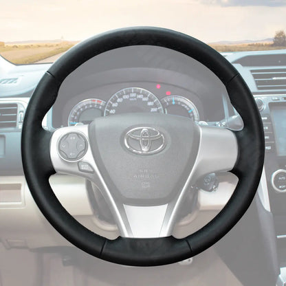 Griffowl Steering Wheel Cover for Customized Sedan Toyota Camry 2012-2014. Perfect grip with our steering wheel wrap and custom interior touch.