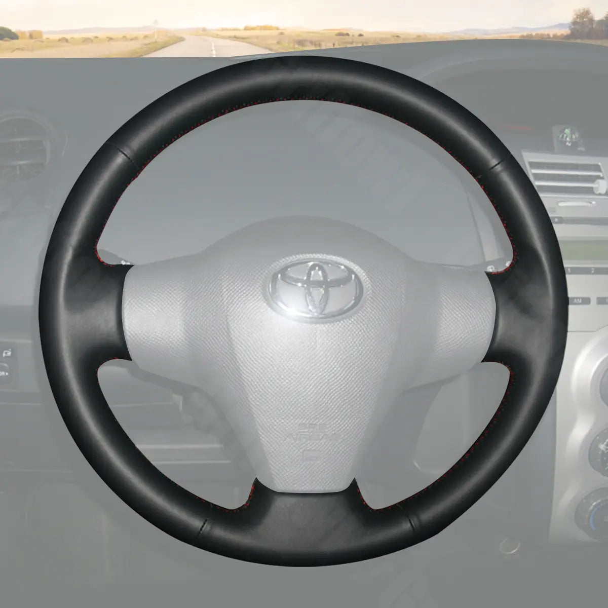 Griffowl Steering Wheel Cover for Customized Sedan Toyota Yaris Vitz 2005-2011. For refined interior upgrades using our wrap and stitch kit.