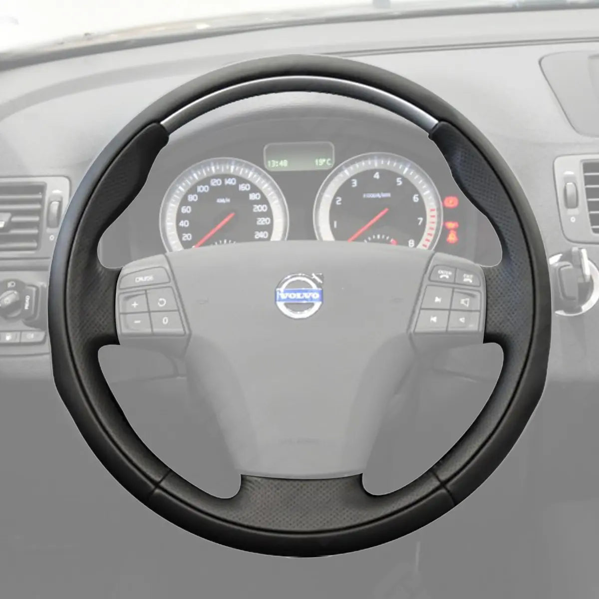 Griffowl Steering Wheel Cover for Customized Sedan Volvo S40 R Design Sport 2005-2012. Elevate your interior with Griffowl's wrap and stitch kit.
