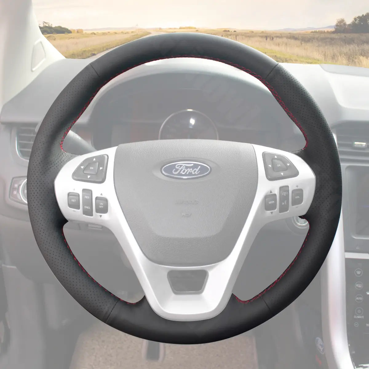 Griffowl Steering Wheel Cover for Customized Sedan Ford Taurus Explorer 2011-2019. Perfect grip with our steering wheel wrap and custom interior touch.