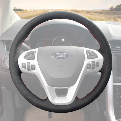 Griffowl Steering Wheel Cover for Customized Sedan Ford Taurus Explorer 2011-2019. Perfect grip with our steering wheel wrap and custom interior touch.