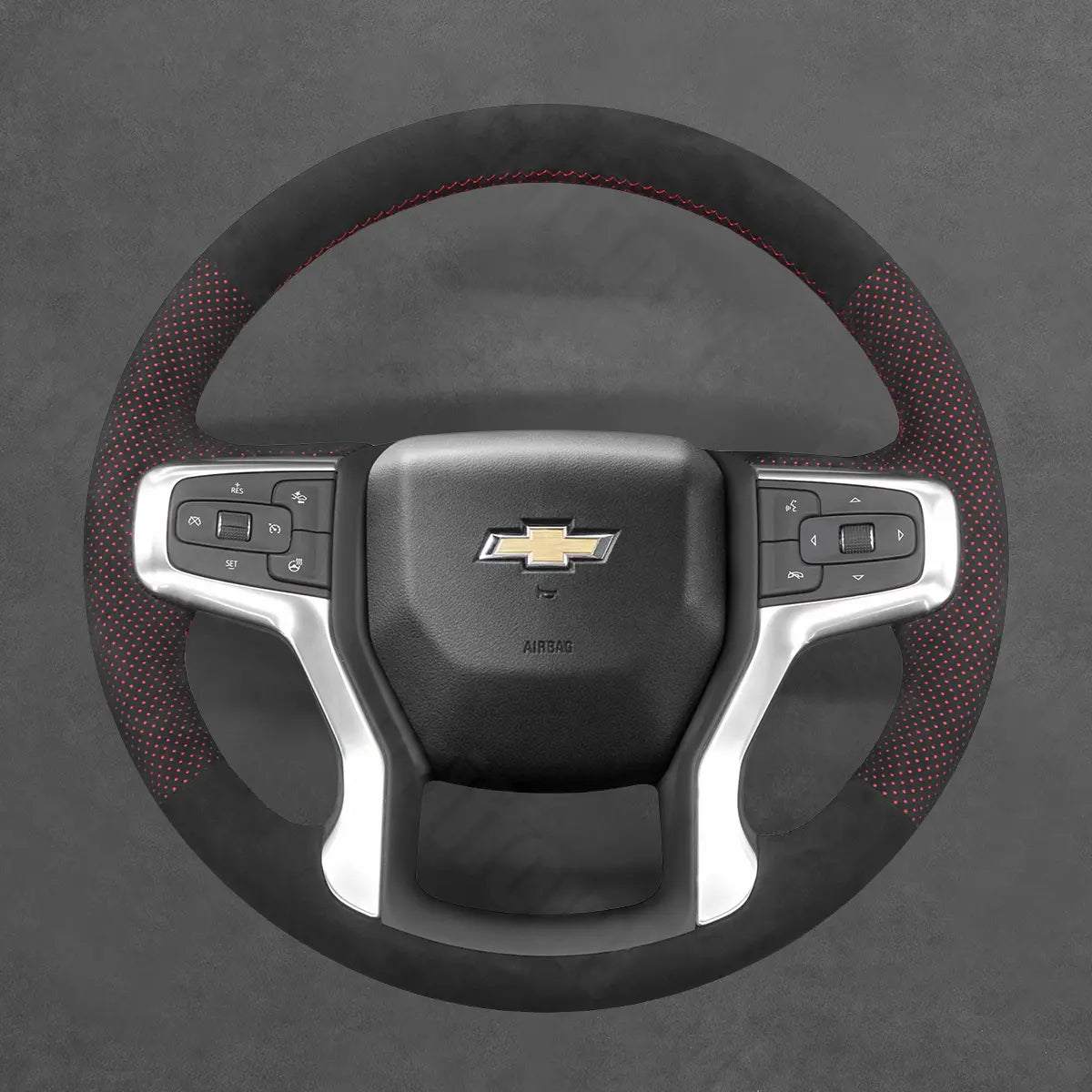 Griffowl Steering Wheel Cover for DIY Pickup Chevrolet Chevy Silverado 1500 2500 3500 2020-2025. Hand-sewn DIY kit blends grip, function, and style inside.
