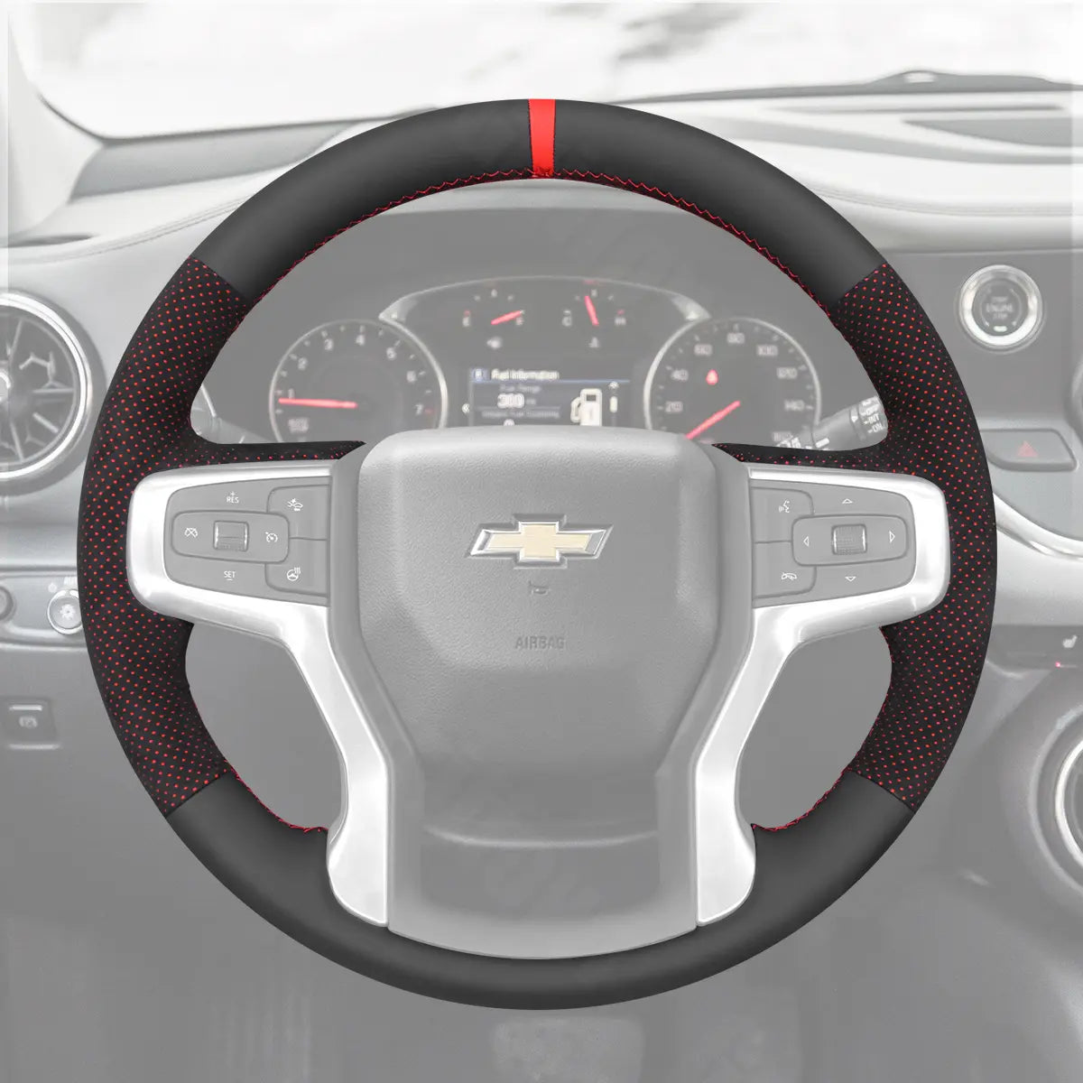 Griffowl Steering Wheel Cover for DIY Pickup Chevrolet Chevy Silverado 1500 2500 3500 2020-2025. Hand-sewn DIY kit blends grip, function, and style inside.
