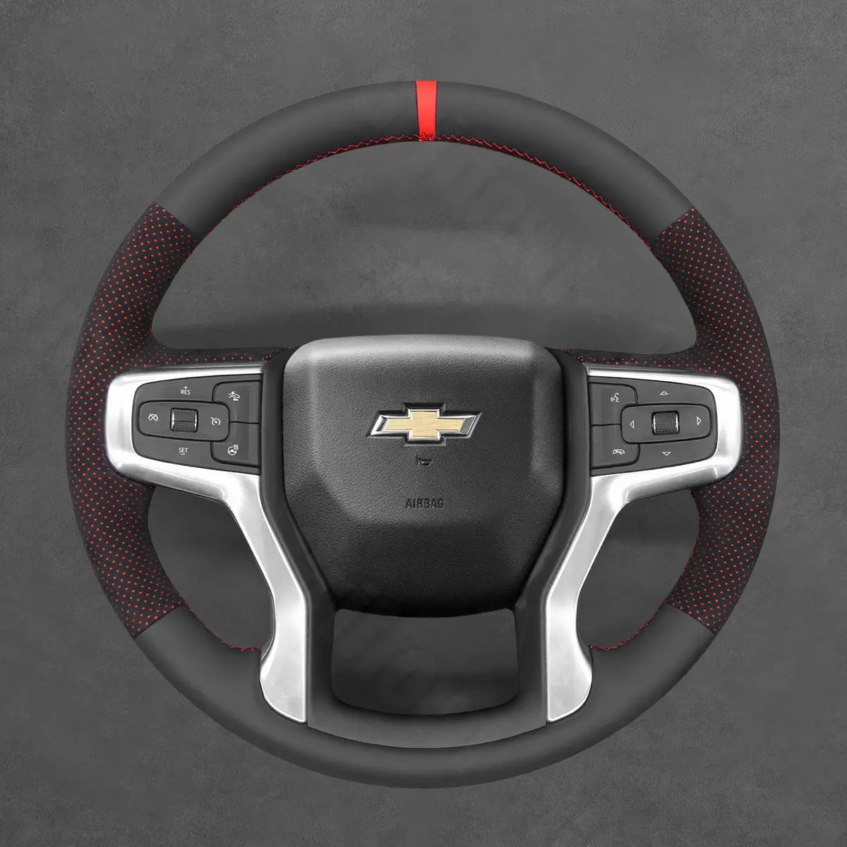Griffowl Steering Wheel Cover for DIY Pickup Chevrolet Chevy Silverado 1500 2500 3500 2020-2025. Hand-sewn DIY kit blends grip, function, and style inside.

