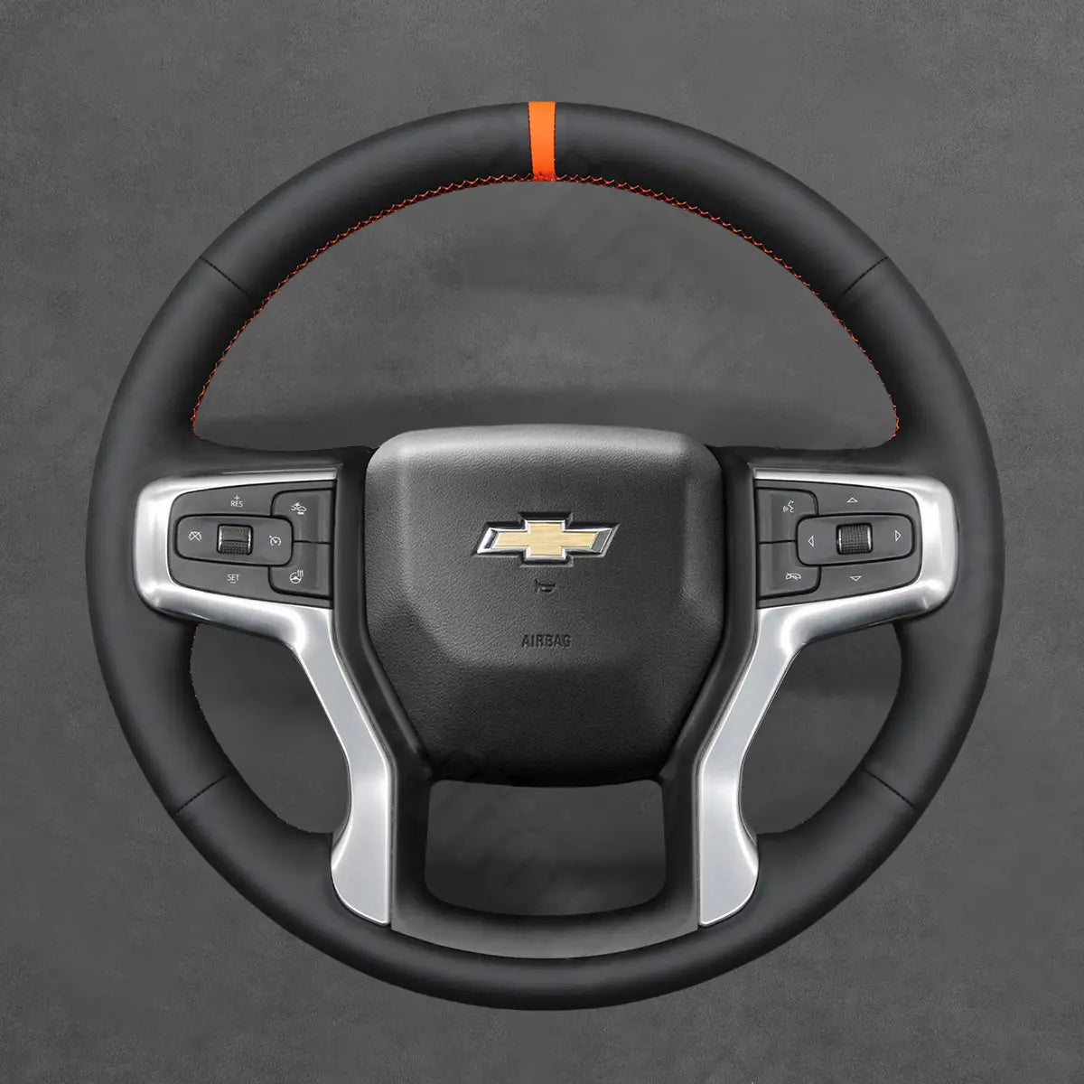 Griffowl Steering Wheel Cover for DIY Pickup Chevrolet Chevy Silverado 1500 2500 3500 2020-2025. Hand-sewn DIY kit blends grip, function, and style inside.
