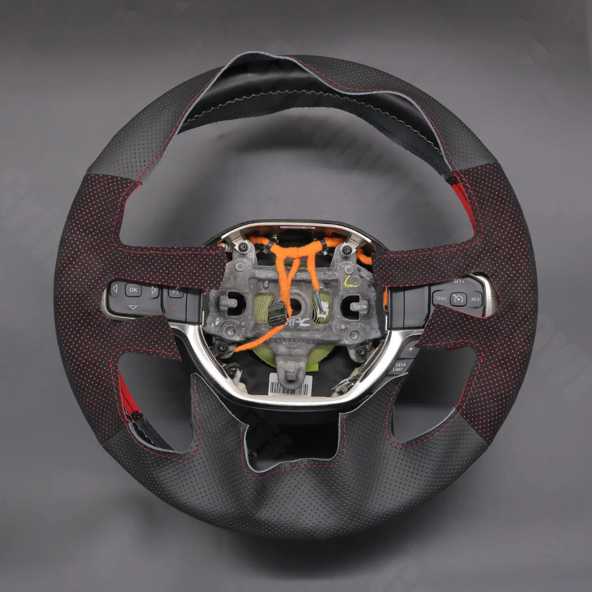 Griffowl Steering Wheel Cover for DIY Pickup Dodge RAM 1500 2500 3500 2019-2025. For refined interior upgrades using our wrap and stitch kit.
