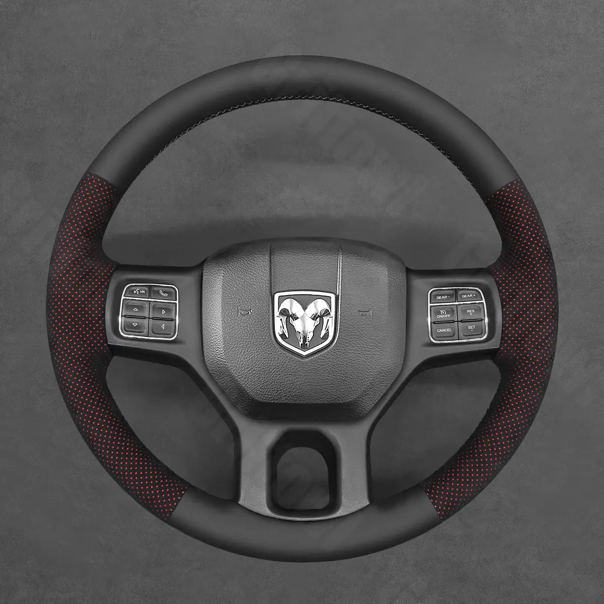 Griffowl Steering Wheel Cover for DIY Pickup Dodge RAM 1500 Classic 2500 3500 5500 2012-2018. Elevate your interior with Griffowl's wrap and stitch kit.