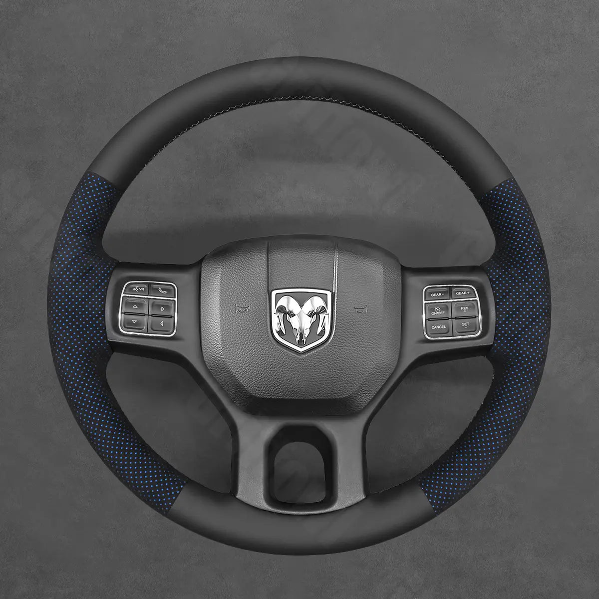 Griffowl Steering Wheel Cover for DIY Pickup Dodge RAM 1500 Classic 2500 3500 5500 2012-2018. Elevate your interior with Griffowl's wrap and stitch kit.