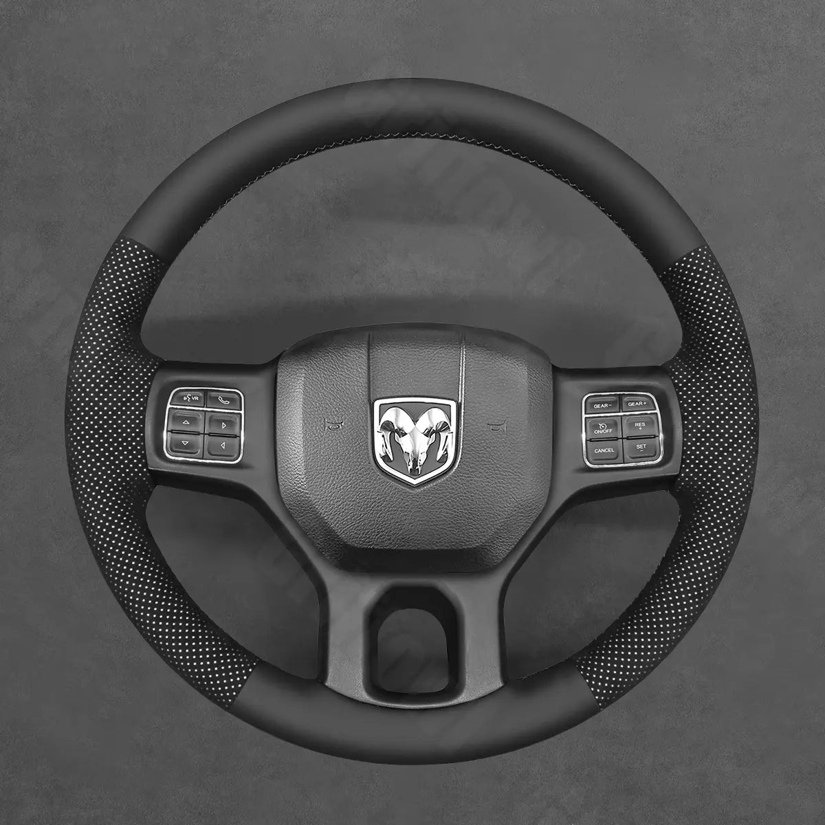 Griffowl Steering Wheel Cover for DIY Pickup Dodge RAM 1500 Classic 2500 3500 5500 2012-2018. Elevate your interior with Griffowl's wrap and stitch kit.