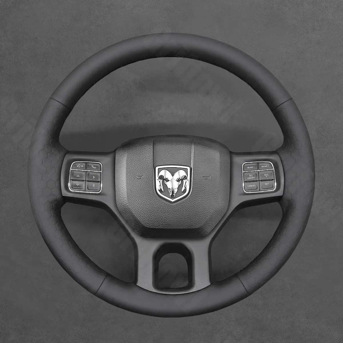 Griffowl Steering Wheel Cover for DIY Pickup Dodge RAM 1500 Classic 2500 3500 5500 2012-2018. Elevate your interior with Griffowl's wrap and stitch kit.