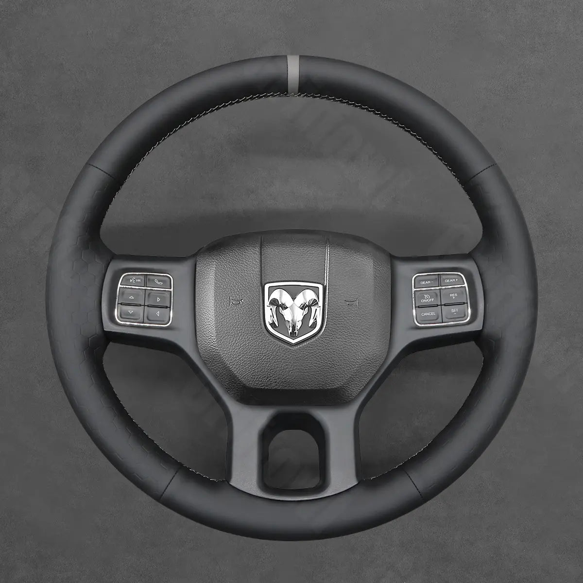 Griffowl Steering Wheel Cover for DIY Pickup Dodge RAM 1500 Classic 2500 3500 5500 2012-2018. Elevate your interior with Griffowl's wrap and stitch kit.
