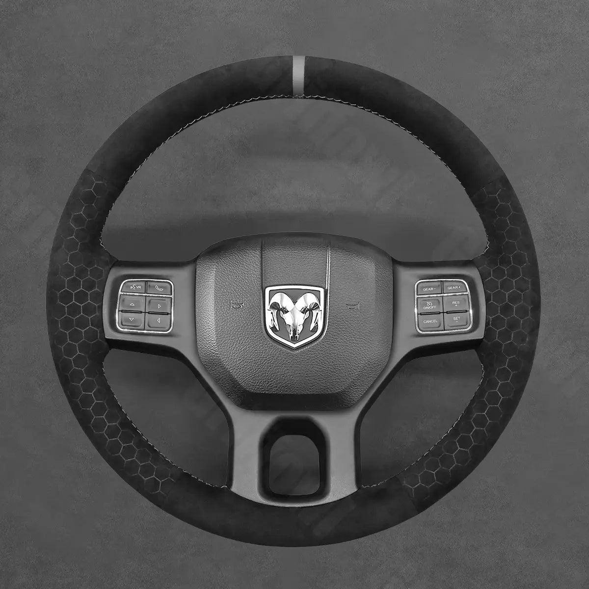 Griffowl Steering Wheel Cover for DIY Pickup Dodge RAM 1500 Classic 2500 3500 5500 2012-2018. Elevate your interior with Griffowl's wrap and stitch kit.