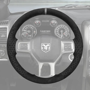 Griffowl Steering Wheel Cover for DIY Pickup Dodge RAM 1500 Classic 2500 3500 5500 2012-2018. Elevate your interior with Griffowl's wrap and stitch kit.
