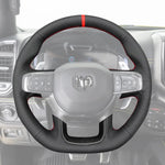 Griffowl Steering Wheel Cover for DIY Pickup Dodge RAM 1500 TRX GT RHO 2021-2025. For refined interior upgrades using our wrap and stitch kit.

