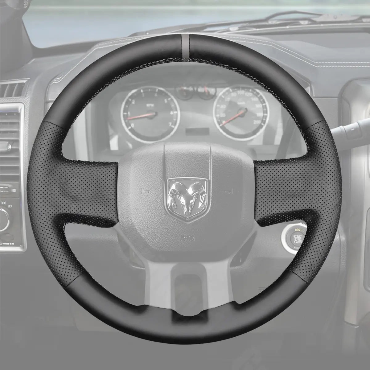 Griffowl Steering Wheel Cover for DIY Pickup Dodge RAM 2009-2012. Griffowl's interior mod with hand-sewn DIY steering wheel kit.
