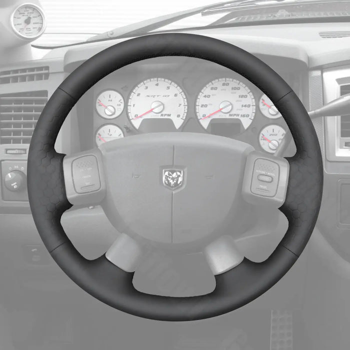 Griffowl Steering Wheel Cover for DIY Pickup Dodge Ram SRT-10 Dakota 1500 2500 3500 2004-2011. Elevate your interior with Griffowl's wrap and stitch kit.
