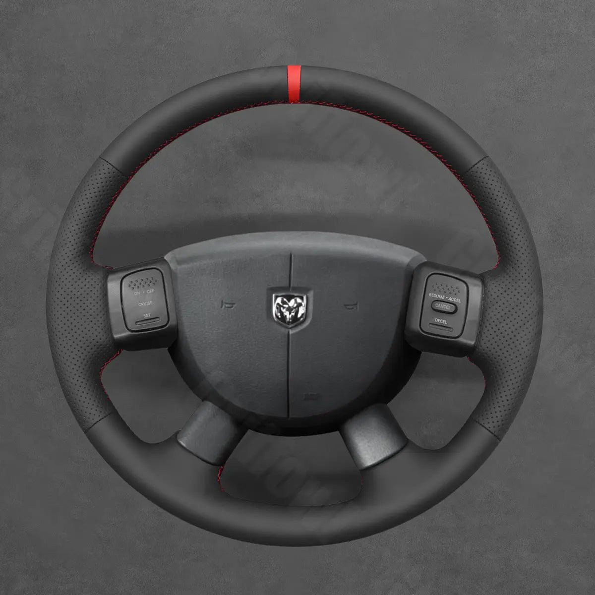 Griffowl Steering Wheel Cover for DIY Pickup Dodge Ram SRT-10 Dakota 1500 2500 3500 2004-2011. Elevate your interior with Griffowl's wrap and stitch kit.
