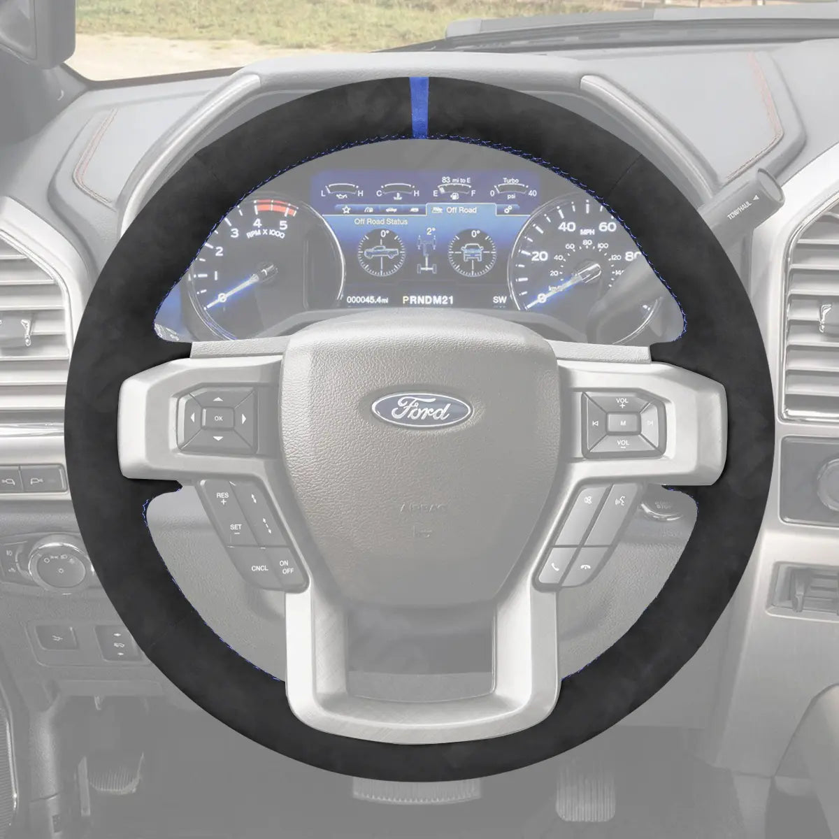 Griffowl Steering Wheel Cover for DIY Pickup Ford F-150 F150 F-250 F250 F-350 F350 F-450 F450 2015-2022. Perfect for enthusiasts seeking refined interior mods.