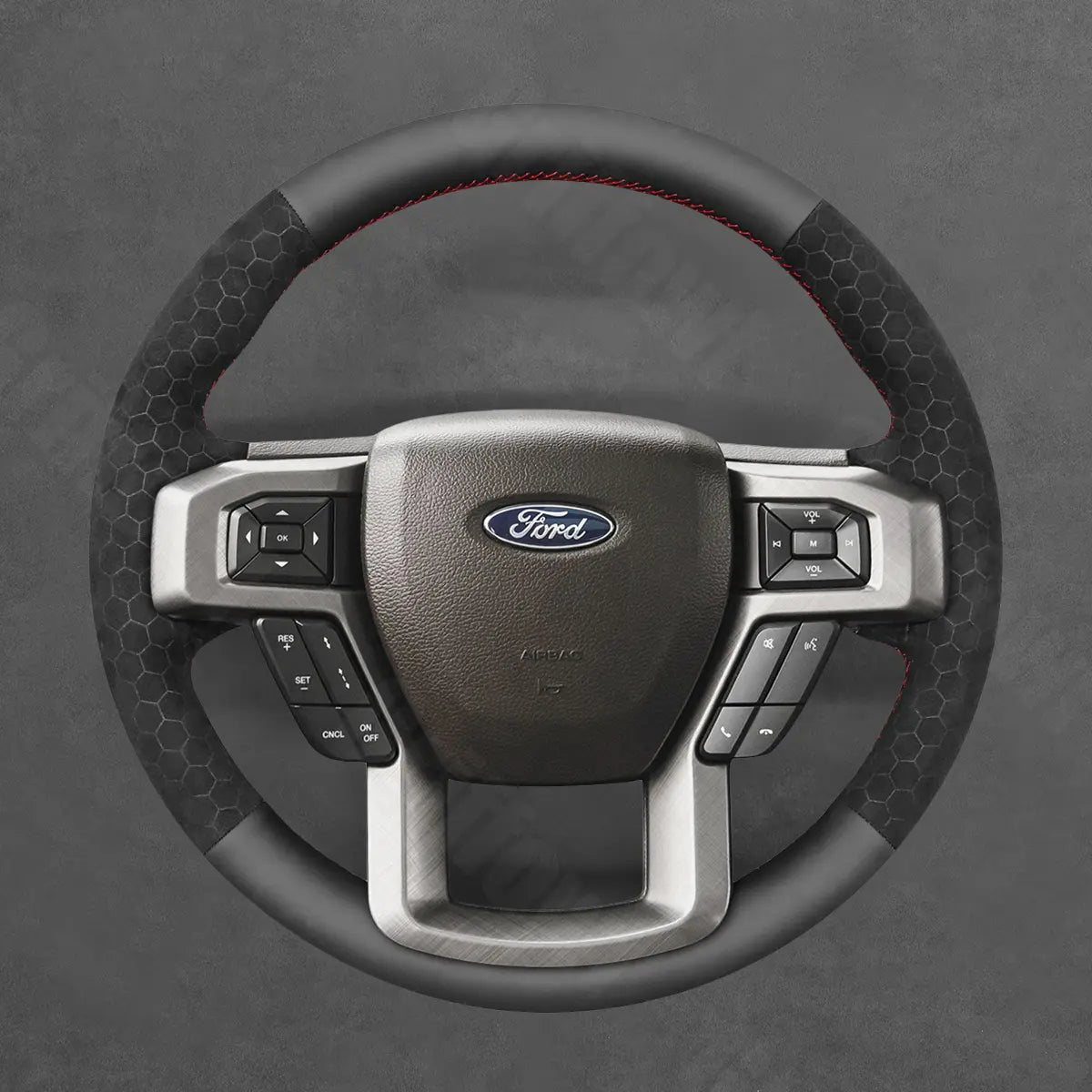 Griffowl Steering Wheel Cover for DIY Pickup Ford F-150 F150 F-250 F250 F-350 F350 F-450 F450 2015-2022. Perfect for enthusiasts seeking refined interior mods.