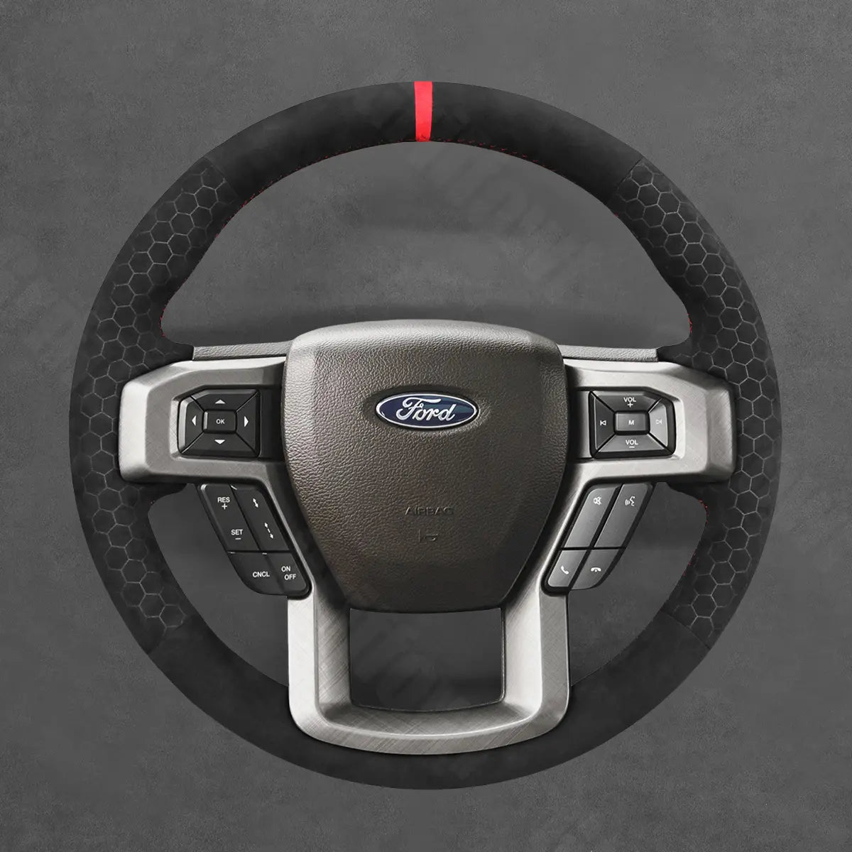 Griffowl Steering Wheel Cover for DIY Pickup Ford F-150 F150 F-250 F250 F-350 F350 F-450 F450 2015-2022. Perfect for enthusiasts seeking refined interior mods.