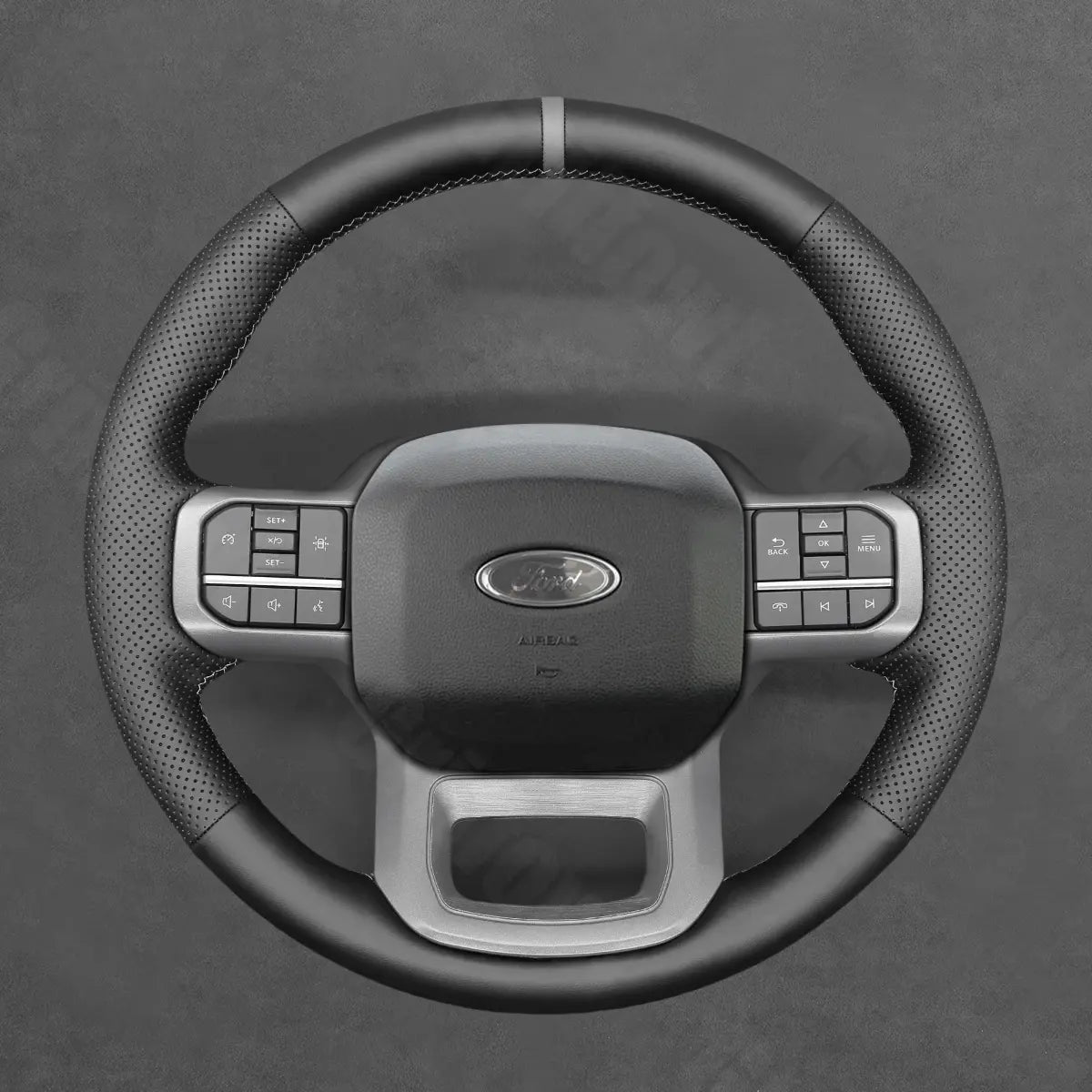 Griffowl Steering Wheel Cover for DIY Pickup Ford F-150 F150 Lightning F-350 F350 F-450 F450 2021-2025. Perfect for enthusiasts seeking refined interior mods.