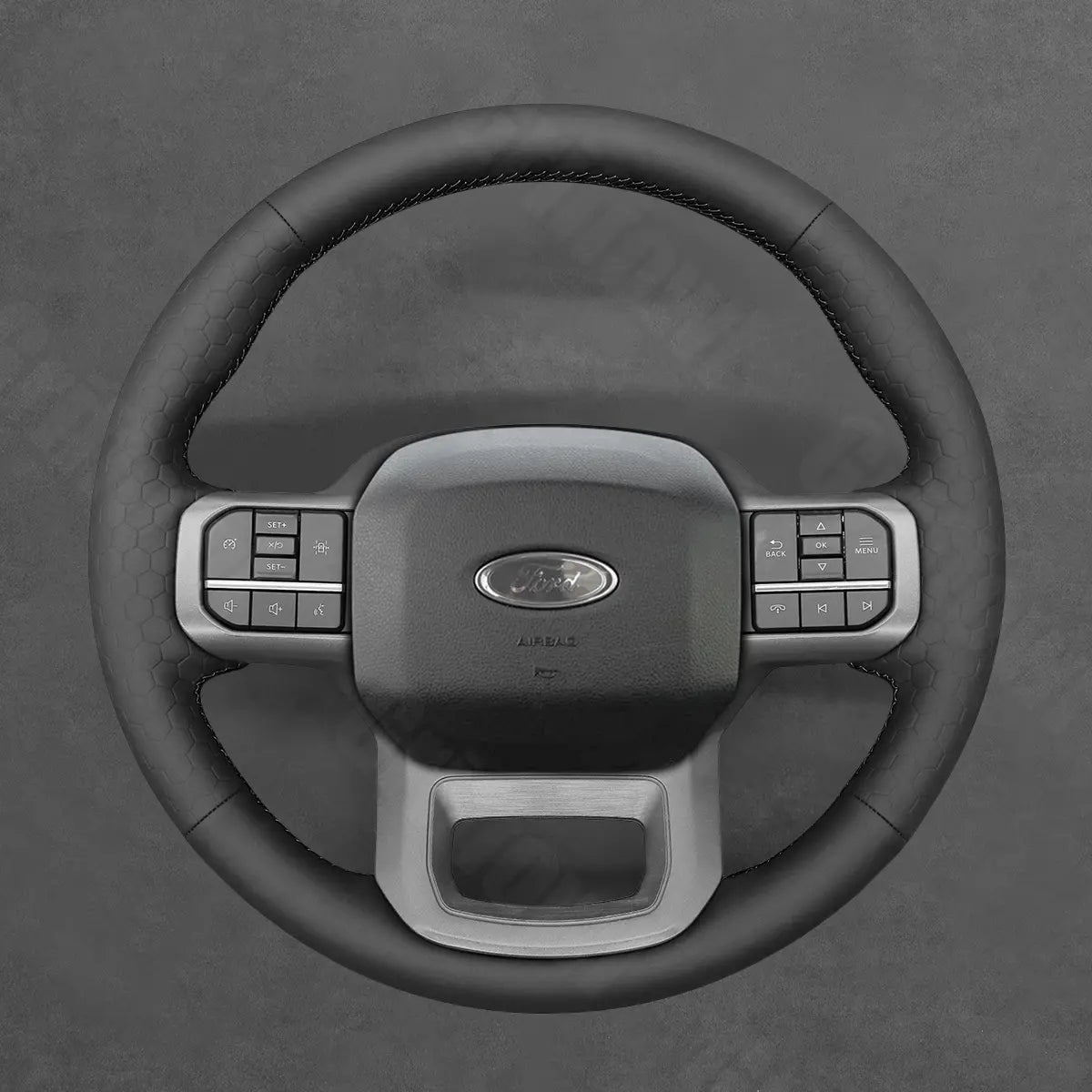 Griffowl Steering Wheel Cover for DIY Pickup Ford F-150 F150 Lightning F-350 F350 F-450 F450 2021-2025. Perfect for enthusiasts seeking refined interior mods.