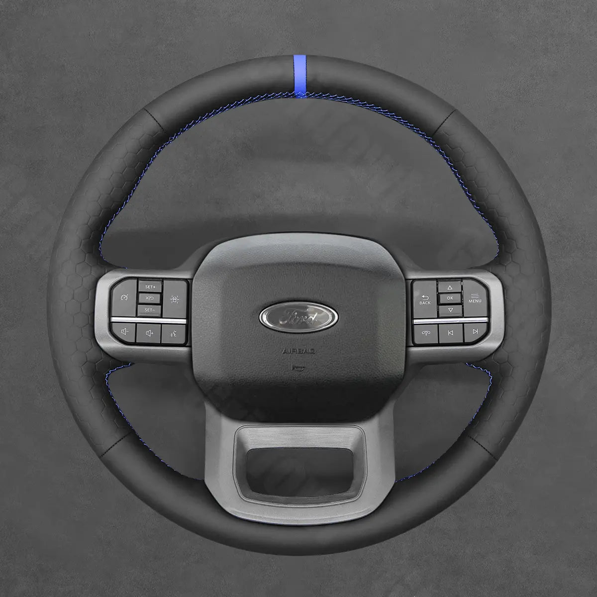 Griffowl Steering Wheel Cover for DIY Pickup Ford F-150 F150 Lightning F-350 F350 F-450 F450 2021-2025. Perfect for enthusiasts seeking refined interior mods.