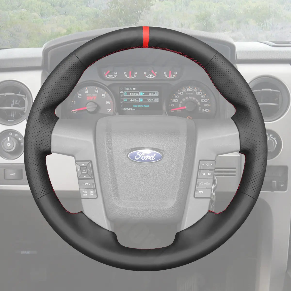 Griffowl Steering Wheel Cover for DIY Pickup Ford F-150 F150 Raptor 2010-2015. Griffowl's interior mod with hand-sewn DIY steering wheel kit.