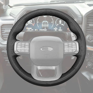 Griffowl Steering Wheel Cover for DIY Pickup Ford F-150 F150 Raptor 2021-2025. Griffowl's interior mod with hand-sewn DIY steering wheel kit.
