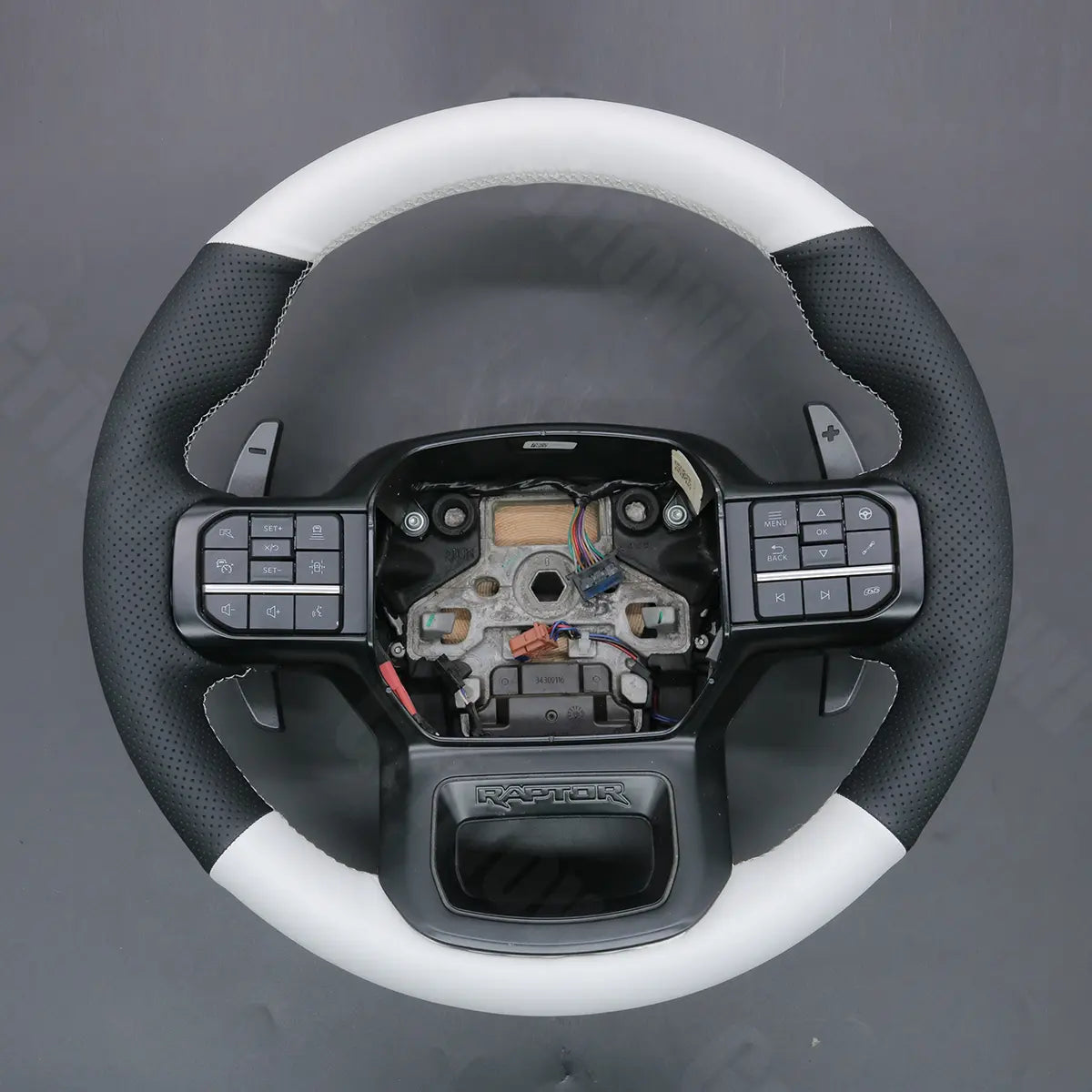 Griffowl Steering Wheel Cover for DIY Pickup Ford F-150 F150 Raptor 2021-2025. Griffowl's interior mod with hand-sewn DIY steering wheel kit.