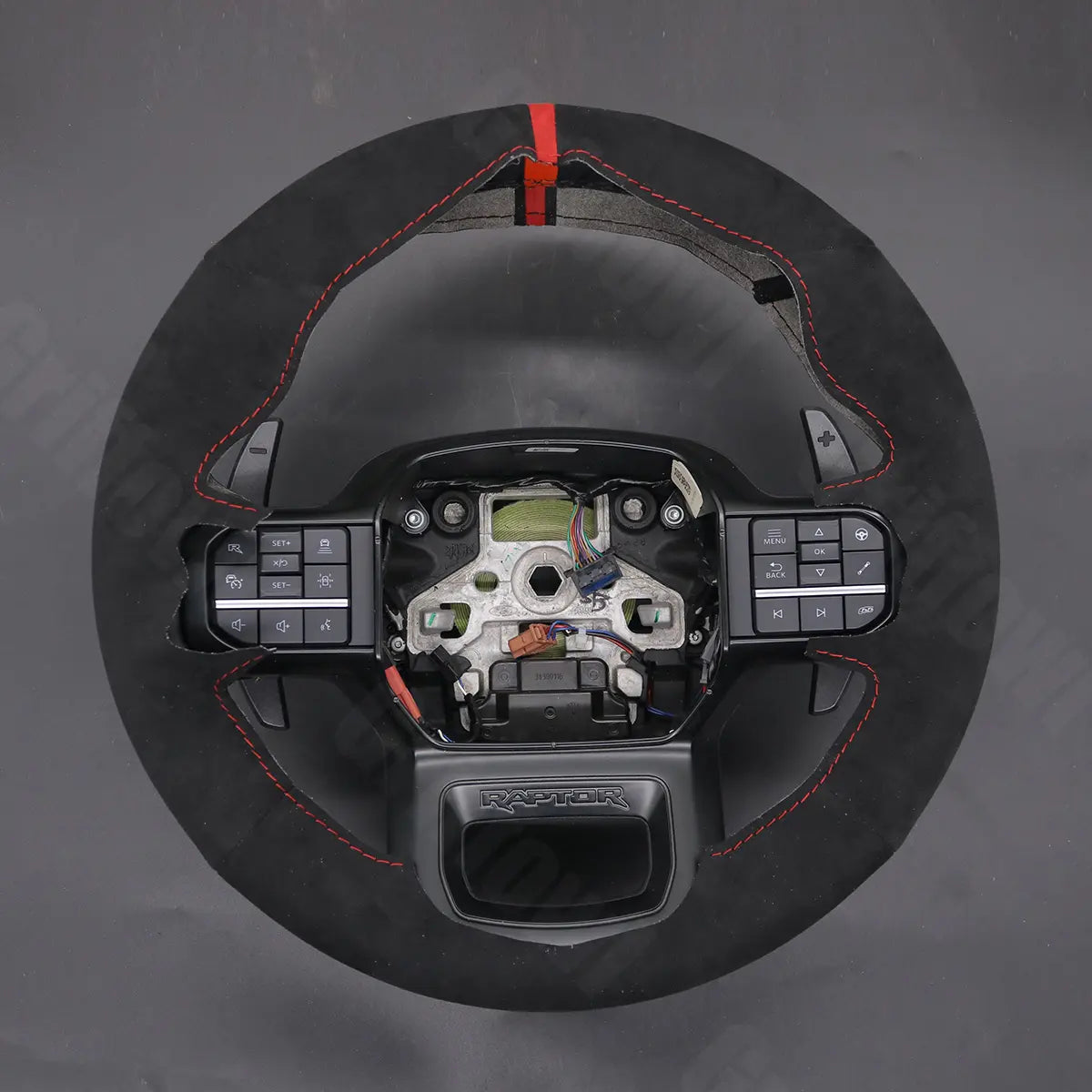 Griffowl Steering Wheel Cover for DIY Pickup Ford F-150 F150 Raptor 2021-2025. Griffowl's interior mod with hand-sewn DIY steering wheel kit.