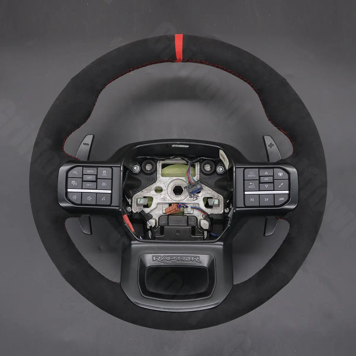 Griffowl Steering Wheel Cover for DIY Pickup Ford F-150 F150 Raptor 2021-2025. Griffowl's interior mod with hand-sewn DIY steering wheel kit.