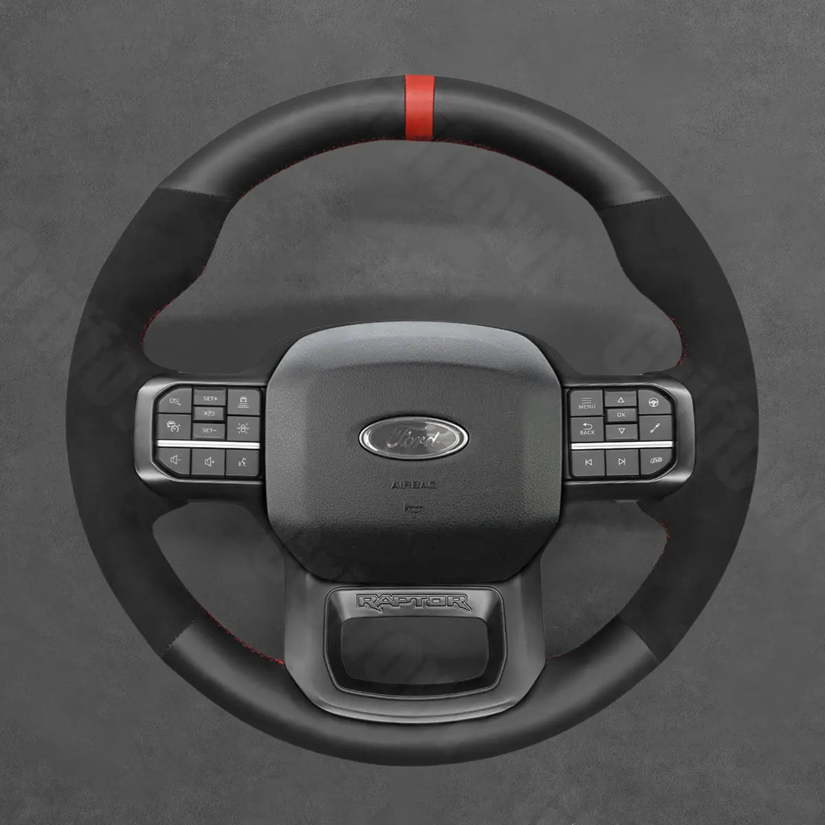 Griffowl Steering Wheel Cover for DIY Pickup Ford F-150 F150 Raptor 2021-2025. Griffowl's interior mod with hand-sewn DIY steering wheel kit.