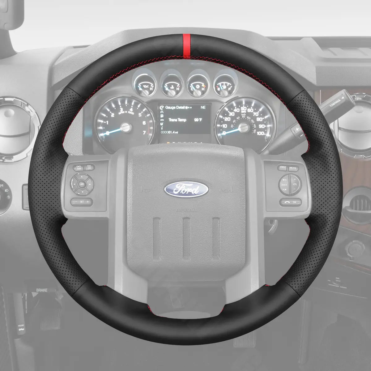 Griffowl Steering Wheel Cover for DIY Ford F-250 F-350 F450 F550 XL Expedition 2008-2016. Hand-sewn kit for drivers seeking precision and comfort.
