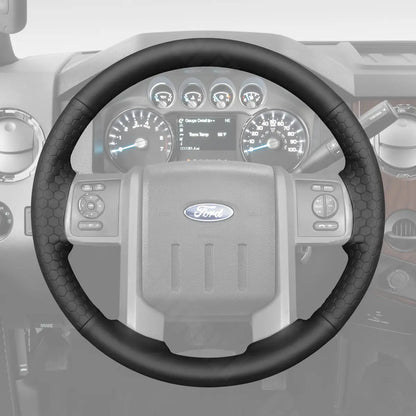 Griffowl Steering Wheel Cover for DIY Ford F-250 F-350 F450 F550 XL Expedition 2008-2016. Hand-sewn kit for drivers seeking precision and comfort.